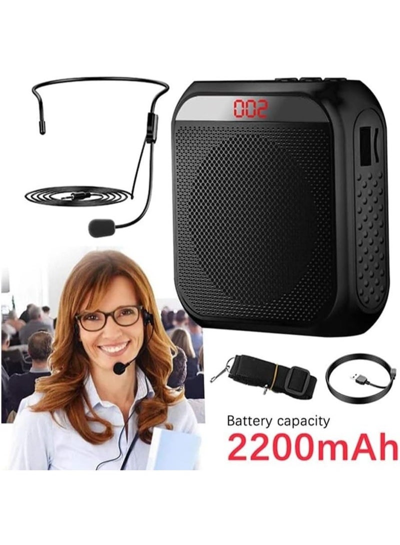 Voice Amplifier, 8W Rechargeable Amplifier Mic with Wired Microphone Headset, Multifunctional Portable Personal Pa System Loudspeake for Teachers, - Image 2