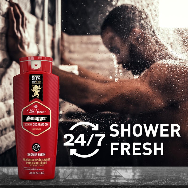 Old Spice Refreshing Body Wash for Men, 3X Defense, 24/7 Shower Fresh with Long Lasting Scent, Red Collection, Swagger with Cedarwood Scent, 24 oz (Pack of 2) - Image 5