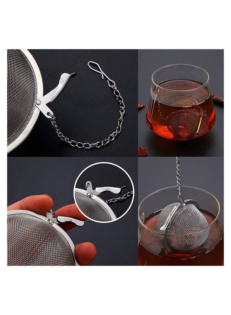Stainless Steel Tea Ball Mesh Tea Infuser Strainers Premium Tea Filter Tea Interval Diffuser with Extended Chain Hook for Brew Loose Leaf Tea and Spices and Seasonings 3 Pcs  - Image 2