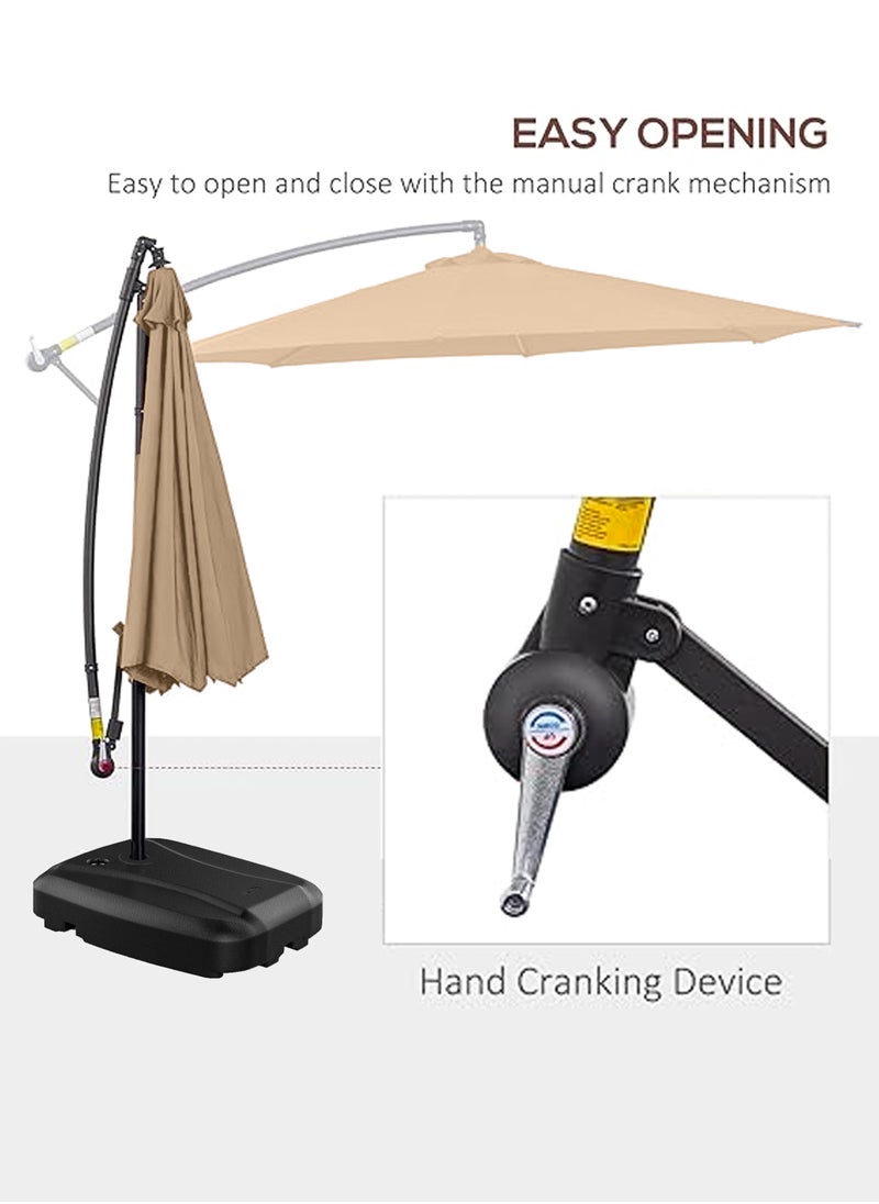 DBLEW - 3M Round Cantilever Parasol Patio Umbrella with 60L Water Filled Base Crank Handle Adjustable Tilt Angle and Height Offset Hanging Sun Shade Banana Umbrella UV And Water Resistant 210g Polyester Canopy Rust-Resistant Steel Frame 360° Rotation and Portable Wheels for Outdoor Yard Garden Swimming Pool Camping or Patio - Image 1