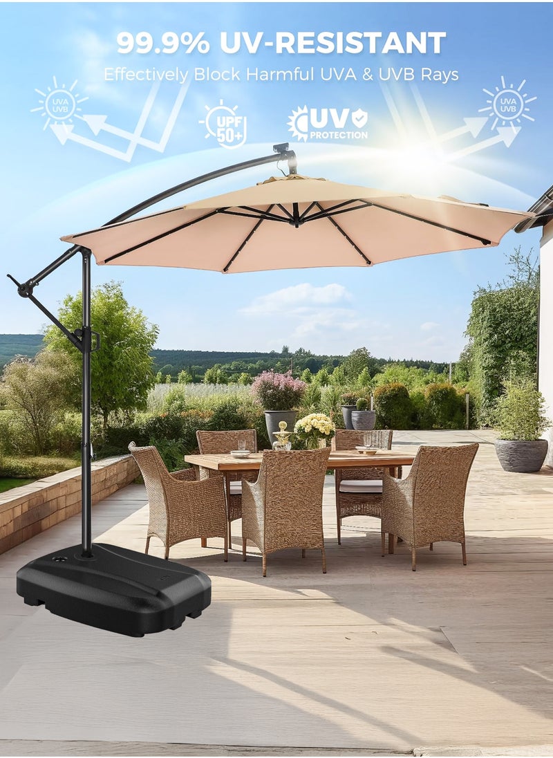 DBLEW - 3M Round Cantilever Parasol Patio Umbrella with 60L Water Filled Base Crank Handle Adjustable Tilt Angle and Height Offset Hanging Sun Shade Banana Umbrella UV And Water Resistant 210g Polyester Canopy Rust-Resistant Steel Frame 360° Rotation and Portable Wheels for Outdoor Yard Garden Swimming Pool Camping or Patio - Image 1