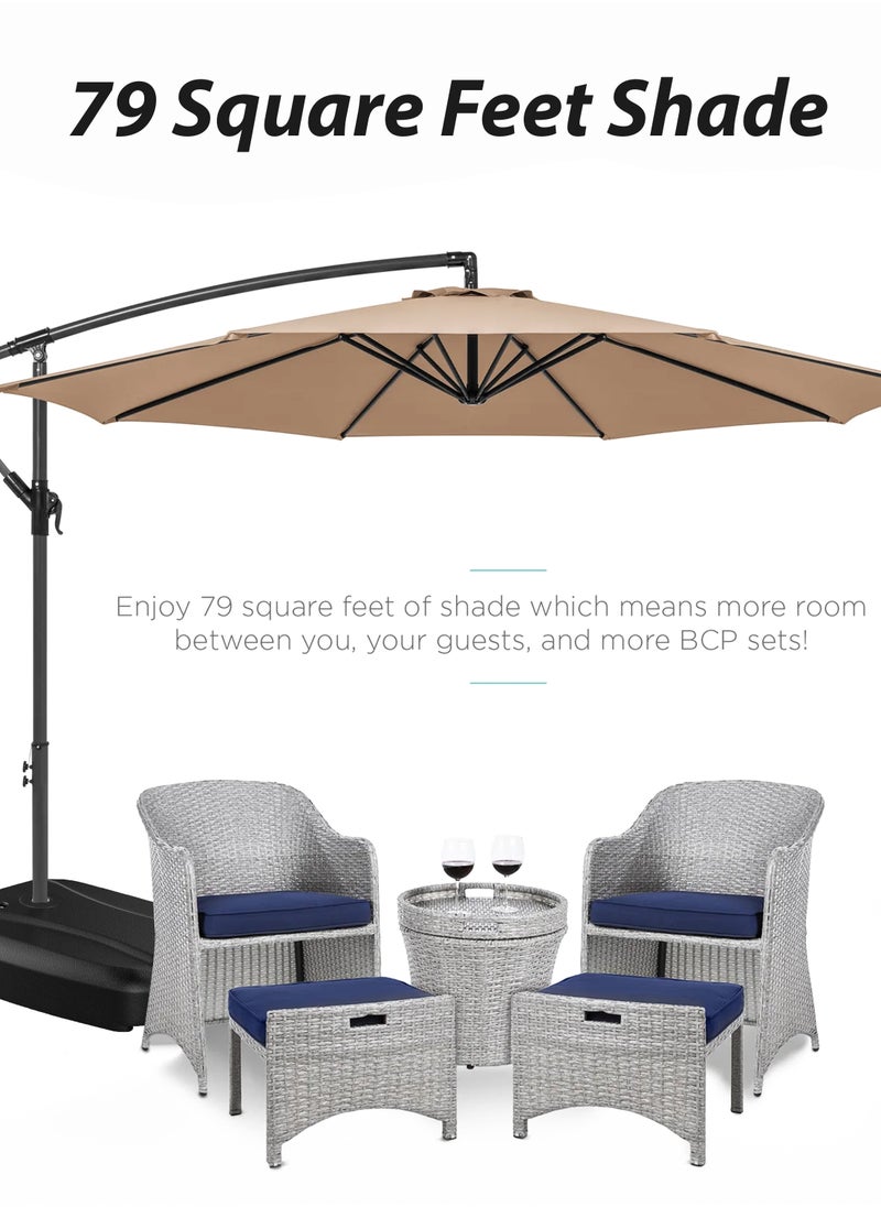 DBLEW - 3M Round Cantilever Parasol Patio Umbrella with 60L Water Filled Base Crank Handle Adjustable Tilt Angle and Height Offset Hanging Sun Shade Banana Umbrella UV And Water Resistant 210g Polyester Canopy Rust-Resistant Steel Frame 360° Rotation and Portable Wheels for Outdoor Yard Garden Swimming Pool Camping or Patio - Image 1