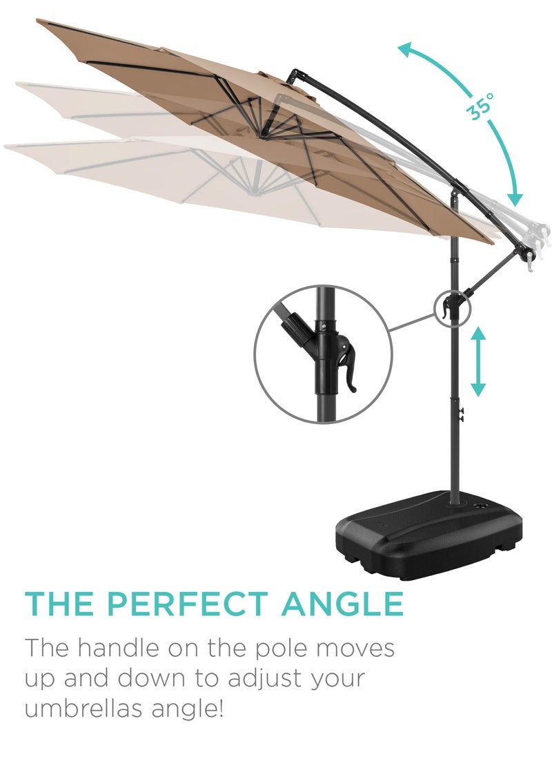 DBLEW - 3M Round Cantilever Parasol Patio Umbrella with 60L Water Filled Base Crank Handle Adjustable Tilt Angle and Height Offset Hanging Sun Shade Banana Umbrella UV And Water Resistant 210g Polyester Canopy Rust-Resistant Steel Frame 360° Rotation and Portable Wheels for Outdoor Yard Garden Swimming Pool Camping or Patio - Image 1