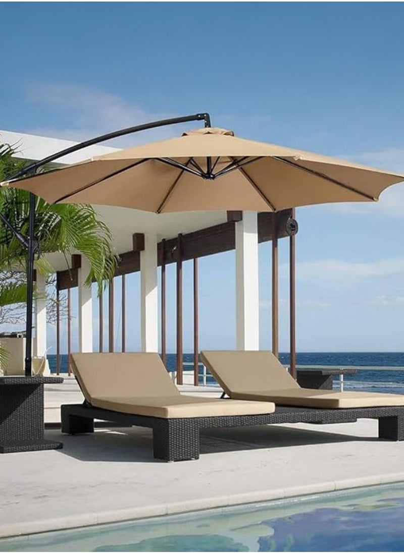 DBLEW - 3M Round Cantilever Parasol Patio Umbrella with 60L Water Filled Base Crank Handle Adjustable Tilt Angle and Height Offset Hanging Sun Shade Banana Umbrella UV And Water Resistant 210g Polyester Canopy Rust-Resistant Steel Frame 360° Rotation and Portable Wheels for Outdoor Yard Garden Swimming Pool Camping or Patio - Image 1