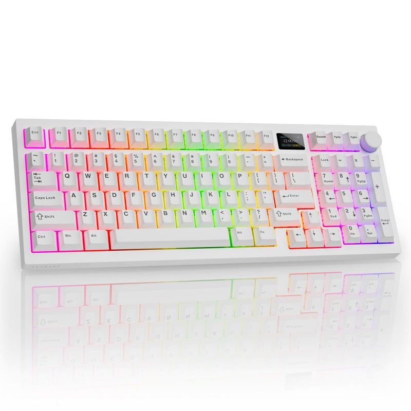TECWARE Spectre 96% RGB Mechanical Gaming Keyboard | Customizable LCD Screen | Tri-Mode Wireless with Knob | Gasket Mount | South Face 5-Pin Hot-Swappable Sockets | White Candy Red Linear Switch - Image 1