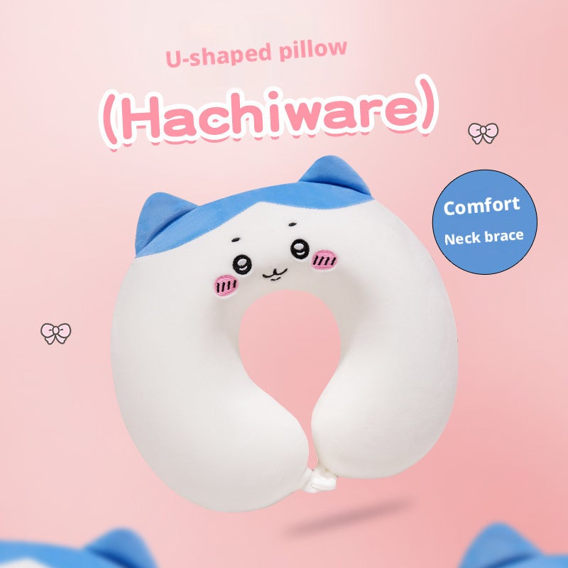 U-shaped Travel Neck Pillow with Plush Cover - Memory Foam - Image 2