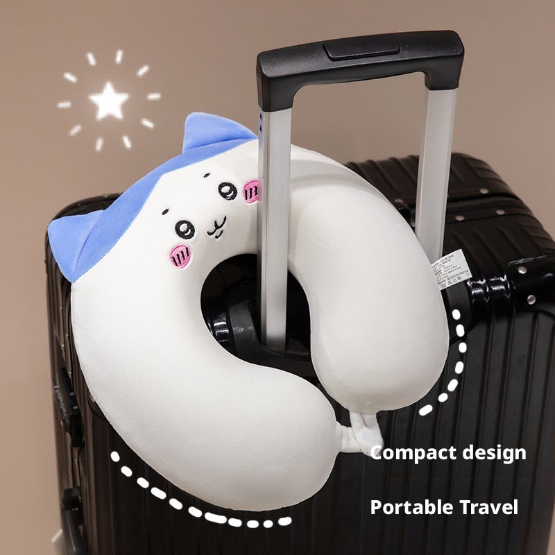 U-shaped Travel Neck Pillow with Plush Cover - Memory Foam - Image 3