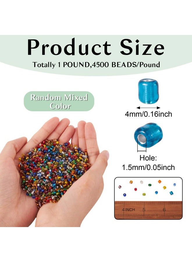 Craftdady 6/0 Glass Seed Beads 4mm About 4500Pcs Transparent Silver Lined Small Round Pony Loose Spacer Beads Random Mixed Colors for Jewelry Making Hole: 1.5mm - Image 2