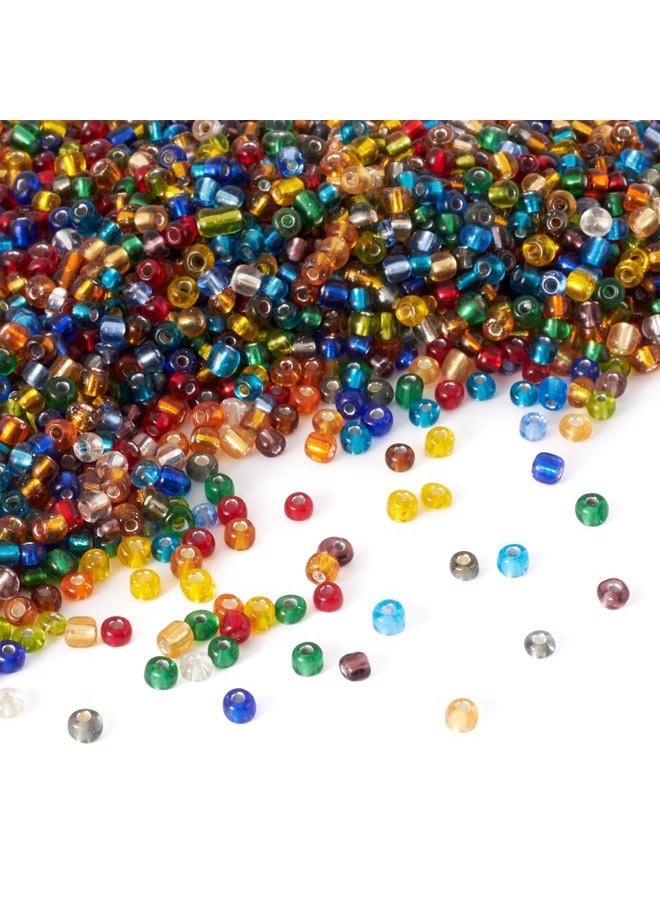 Craftdady 6/0 Glass Seed Beads 4mm About 4500Pcs Transparent Silver Lined Small Round Pony Loose Spacer Beads Random Mixed Colors for Jewelry Making Hole: 1.5mm - Image 1