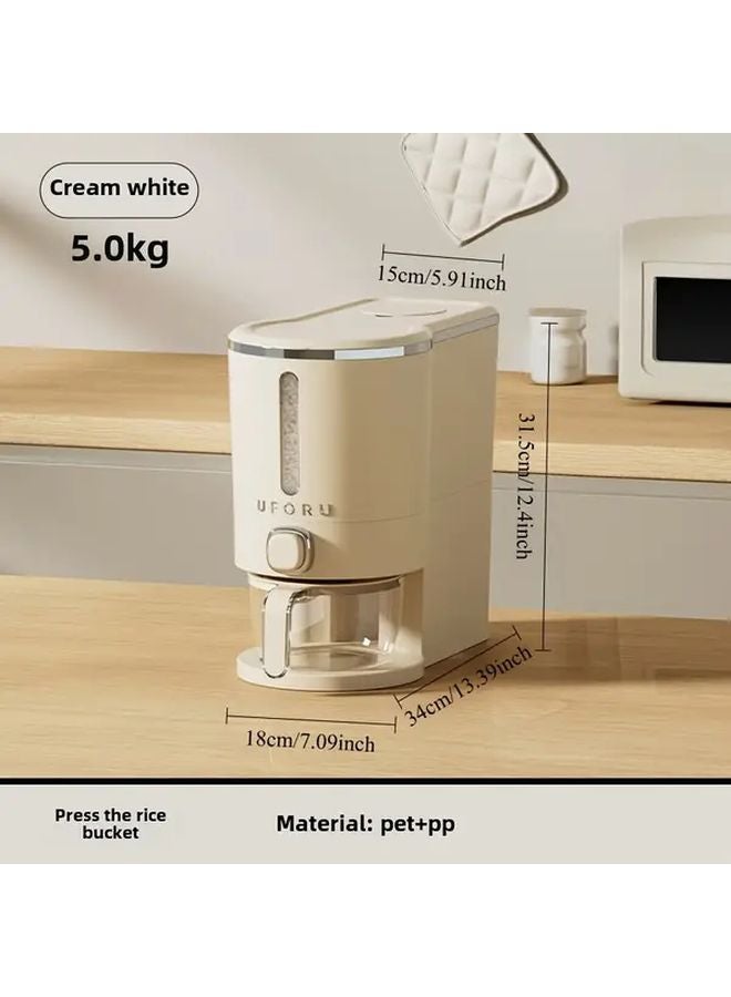 Large Capacity Cream White Rice Dispenser Airtight BPA Free Plastic Big Size - Image 5