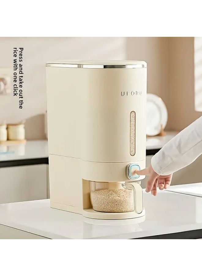 Large Capacity Cream White Rice Dispenser Airtight BPA Free Plastic Big Size - Image 1