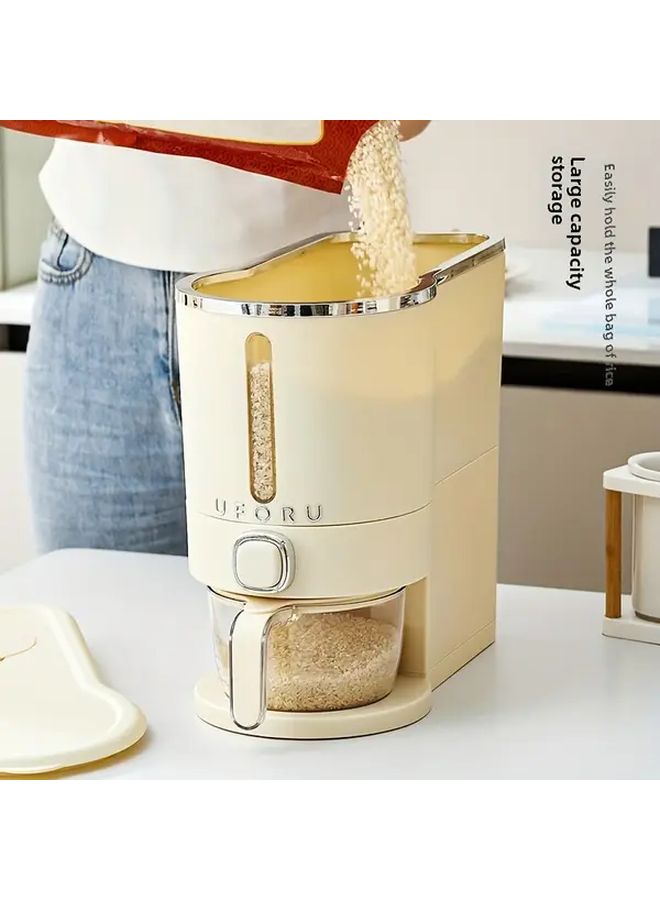 Large Capacity Cream White Rice Dispenser Airtight BPA Free Plastic Big Size - Image 3