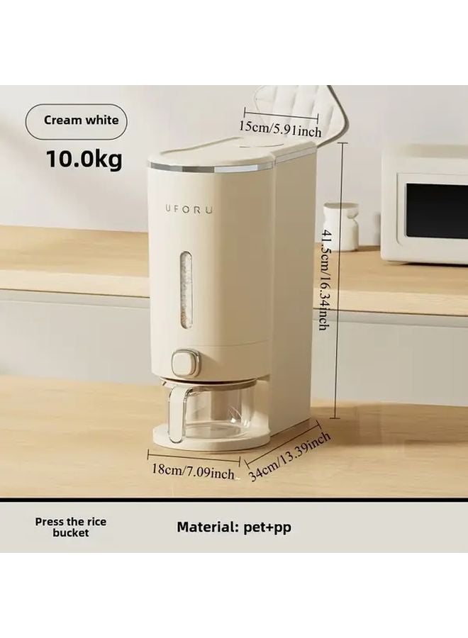 Large Capacity Cream White Rice Dispenser Airtight BPA Free Plastic Big Size - Image 4