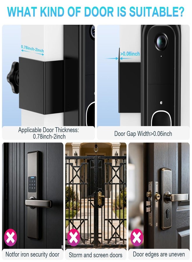 KTCEFE Anti-Theft Doorbell Mount Compatible with Arlo Video Doorbell 2K/HD (2nd Gen), No-Drill Adjustable Mounting Bracket for Arlo Doorbell Camera, Accessories for Apartments, Businesses Home (Black) - Image 5