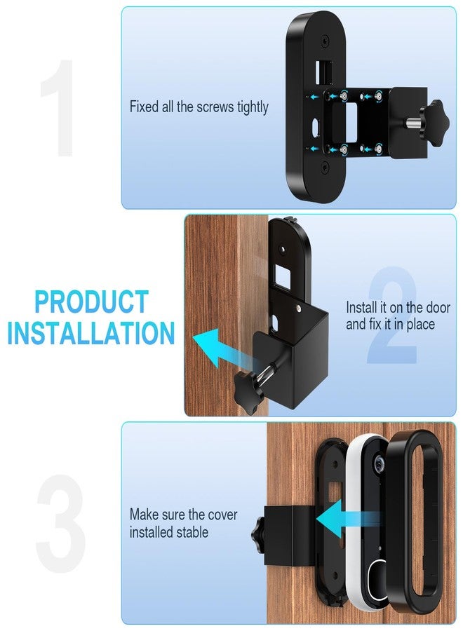 KTCEFE Anti-Theft Doorbell Mount Compatible with Arlo Video Doorbell 2K/HD (2nd Gen), No-Drill Adjustable Mounting Bracket for Arlo Doorbell Camera, Accessories for Apartments, Businesses Home (Black) - Image 4