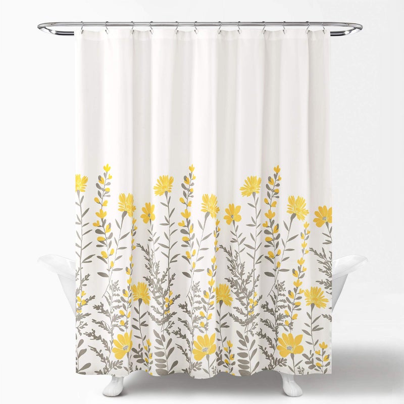 Lush Decor Aprile Floral Shower Curtain Single 72" W x 72" L, Yellow & Gray - Floral Shower Curtains - Bathroom DÃ©cor - Cottage Shower Curtain - Image 5