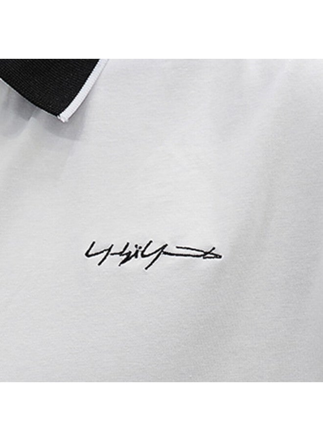 Tucano Men's Short Sleeve Polo Shirt Solid Color Classic Business Casual Turn-down Collar Fashion All-match Top Men's Clothing Black 2XL - Image 4