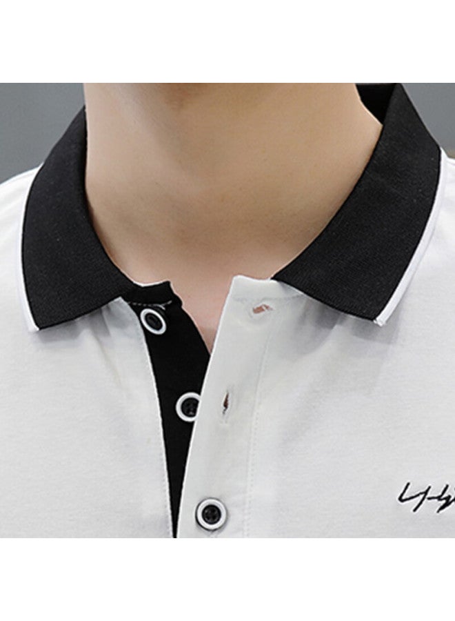 Tucano Men's Short Sleeve Polo Shirt Solid Color Classic Business Casual Turn-down Collar Fashion All-match Top Men's Clothing Black 2XL - Image 5