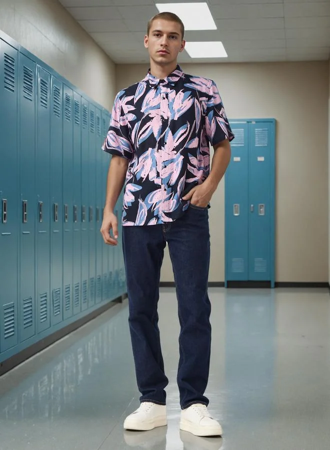 لي كوبر قميص لي كوبر مطبوع بقصة عادية من قماش سلاب