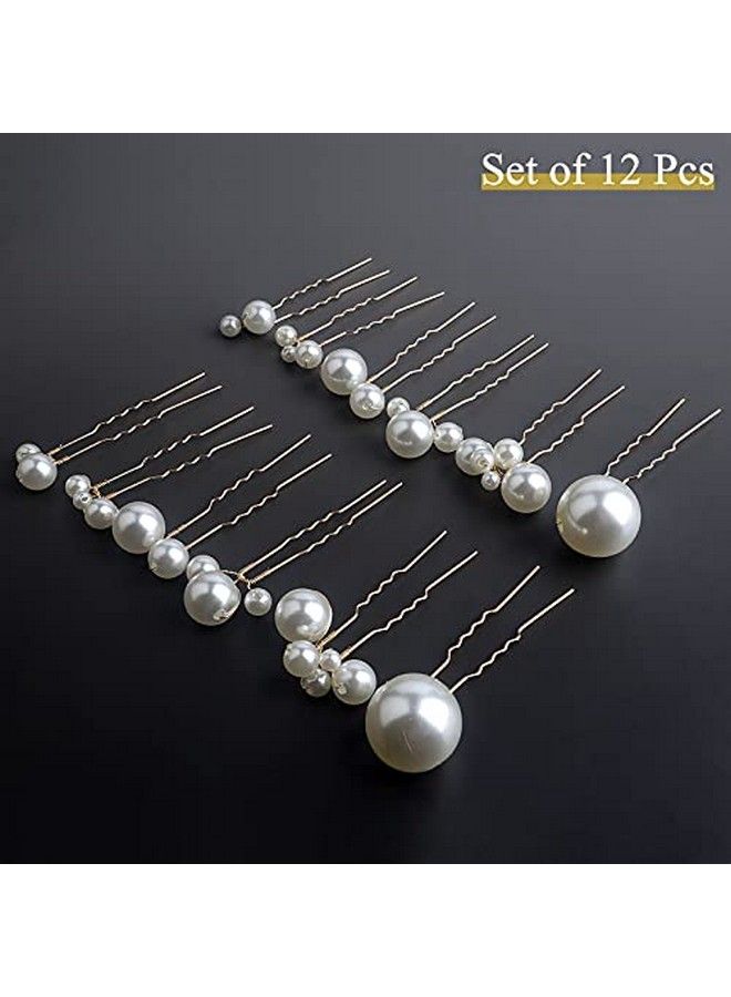 Sppry Wedding Pearl Hair Pins (12Pcs) U Shaped Hair Accessories For Bridal Women (Gold) - Image 4