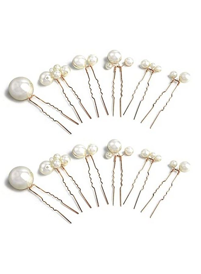 Sppry Wedding Pearl Hair Pins (12Pcs) U Shaped Hair Accessories For Bridal Women (Gold) - Image 1