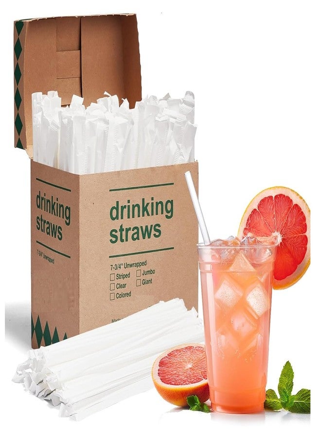 Amit Marketing 8 mm Corn Starch Straws | Eco-Friendly Compostable Sustainable Disposable Drinking Straws | Cocktail Cold Drink Bubble Tea Juice Smoothie Thick Shakes Non-Bendable White (100 Pcs) - Image 1