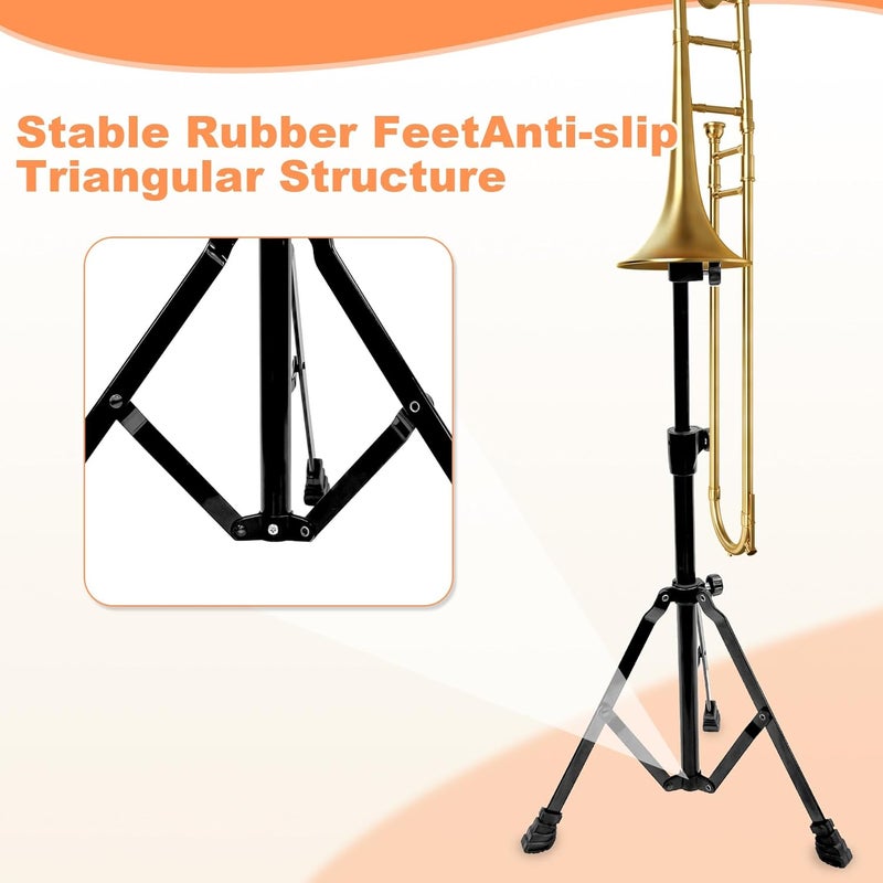 Earthtec Folding Trombone Stand Retractable Height Adjustment, Triangular Stable Construction for Standard-sized Trombone - Image 3