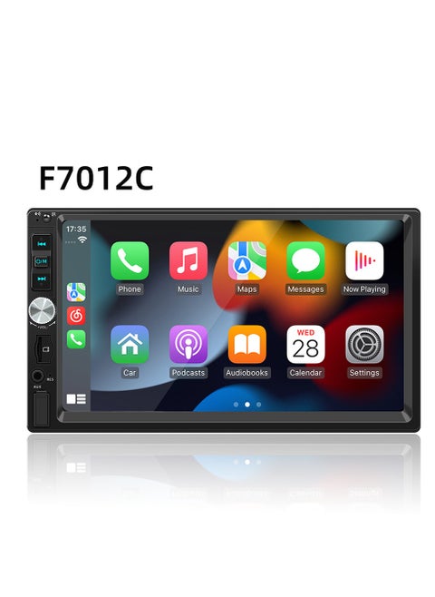 Double Din Car Stereo, 7 Inch Car MP5 Player, 2 Din HD Touch Screen FM Radio Audio Receiver, carplay screen with loop recording, wifi, mobile phone connection, parking monitoring, (F7012C)