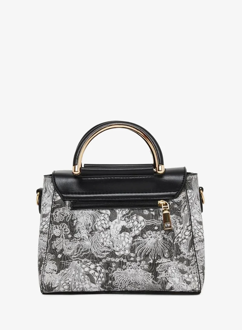 Take Two Take Two Floral Pattern Handbag with Flap Charm