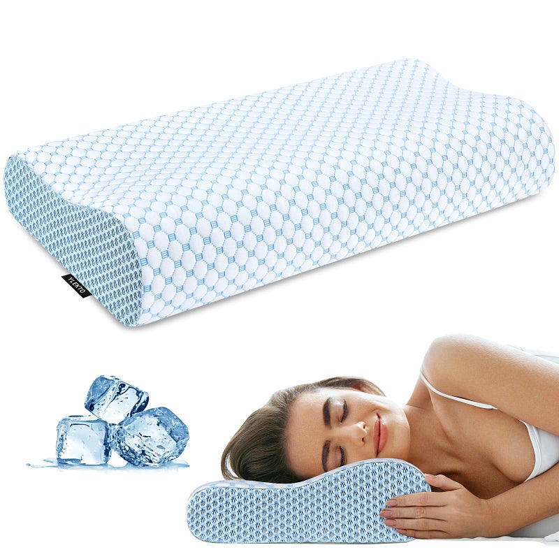 Cervical Pillow for Neck Pain Relief Contour Memory Foam Pillows for Sleeping Odorless Ergonomic Pillow Adjustable Orthopedic Cooling Pillow Bed Pillow Neck Support for Side Back Stomach Sleepers