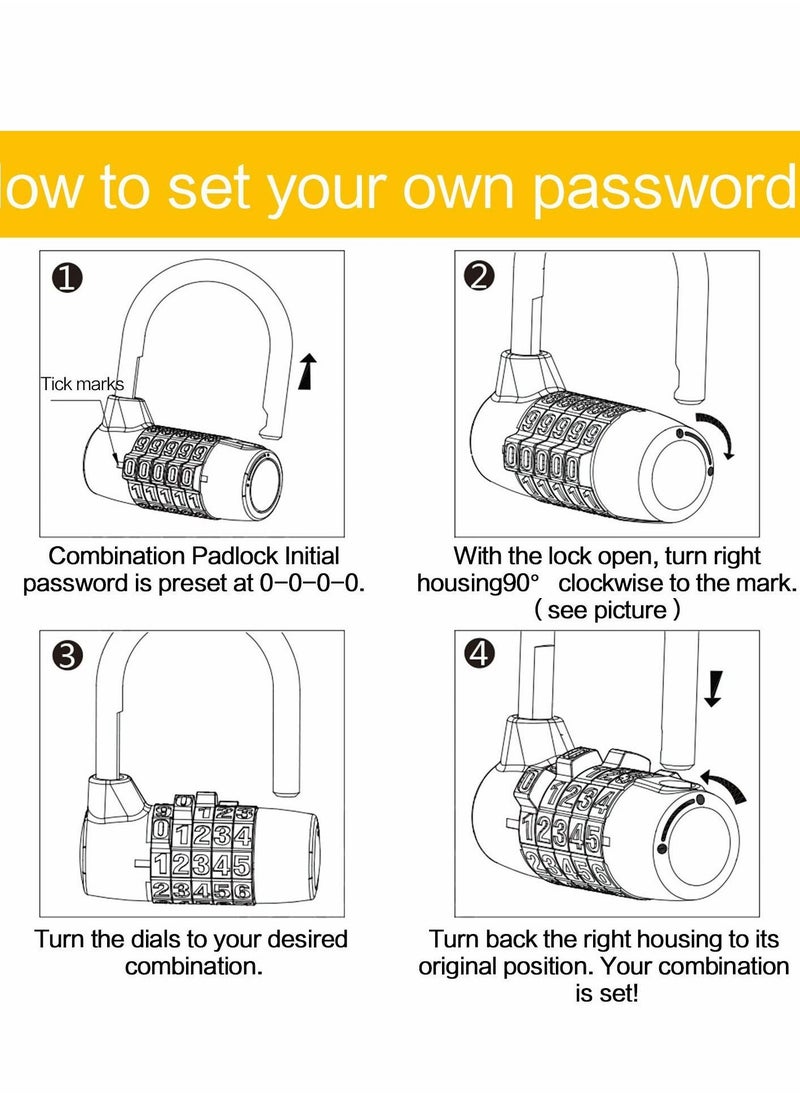 Y&D Combination Padlock, Lengthened Lock, Long Shackle Gym Luggage Travel Updated Safety Lock for Locker, Toolbox, Closet, Luggage, Gate(Black)  - Image 4