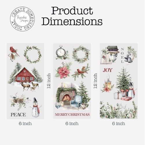 Thymeless Designs Rub on Transfers for Crafts and Furniture | 3 Design Sheets 6”x 12” | Home Decor Transfers | Furniture and Craft Decals | by Thymeless Designs (Cozy Christmas) - Image 5