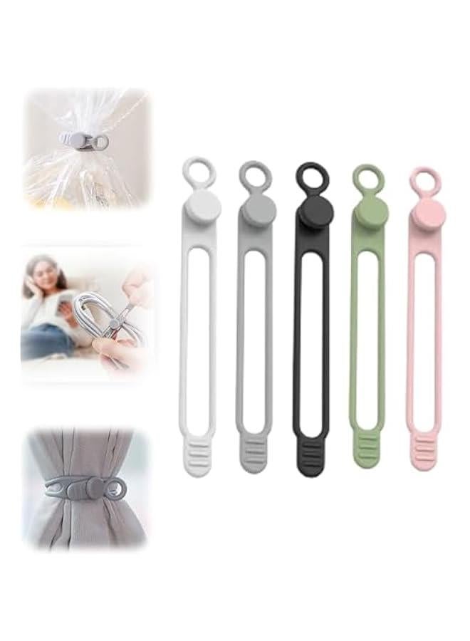 Data Cable Organizer,Upgrade Silicone Cable Straps Cord Organizer for Bundling Earphone,Silicone Ties Reusable Cable Multipurpose Elastic Cord Organizer for Bundling and Fastening Cable (5PCS)  - Image 1