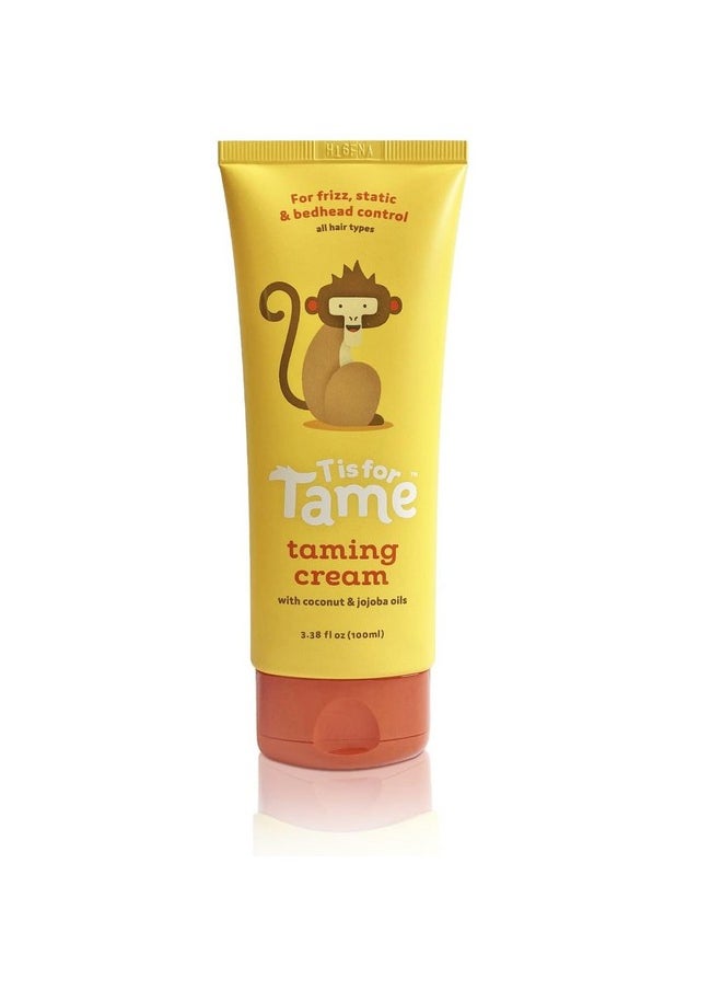 T is for Tame T is for Tame - Hair Taming Cream for Kids, All-Natural for Frizz & Flyaways, Coconut Oil & Jojoba Leave in Cream, Safe for Babies & Toddlers, Not Sticky, Straight or Curly Hair  - Image 1