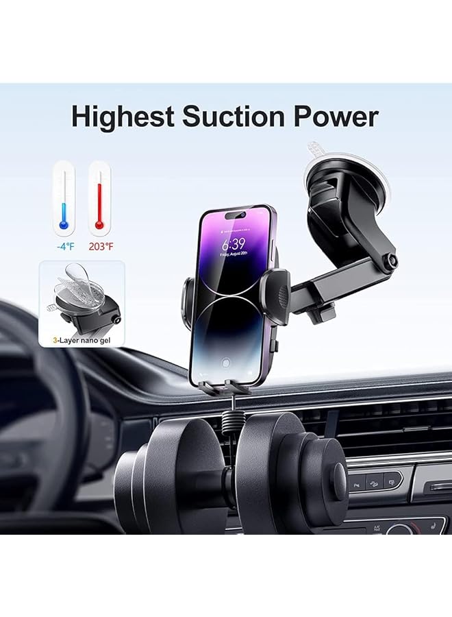 Excefore Car Phone Holder, Phone Holder For Cars 4-In-1 Car Phone Holder, For Dashboard & Air Vent & Windshield, Car Phone Mount Cradle 360° Rotation, With All 4.0''-7.0'' Cell Phones - Image 3