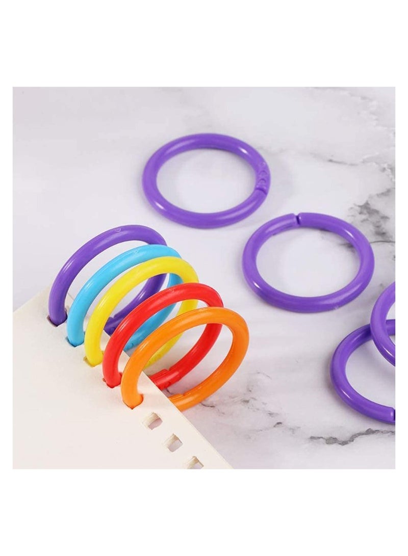 144 Pieces Plastic Loose Leaf Rings Multi Color Binder Book Flexible for Cards Document Stack and Swatches Organization School Home Office Use 6 Colors - Image 2