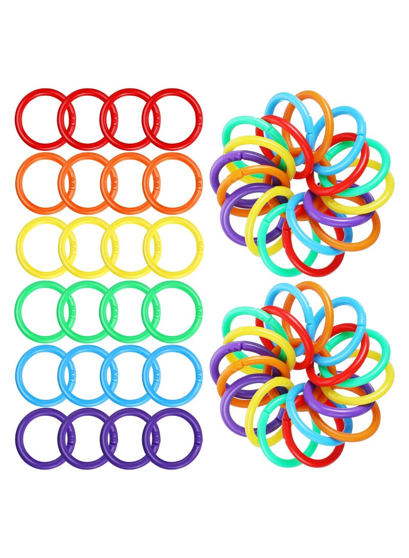 144 Pieces Plastic Loose Leaf Rings Multi Color Binder Book Flexible for Cards Document Stack and Swatches Organization School Home Office Use 6 Colors - Image 1