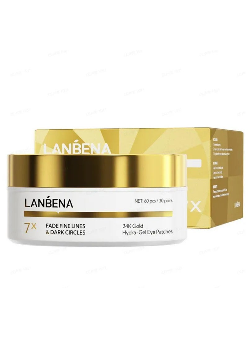 LANBENA لنبينا لاصقات العين هيدرا-جل 24K ذهبية 60 قطعة/30 زوج - Image 1