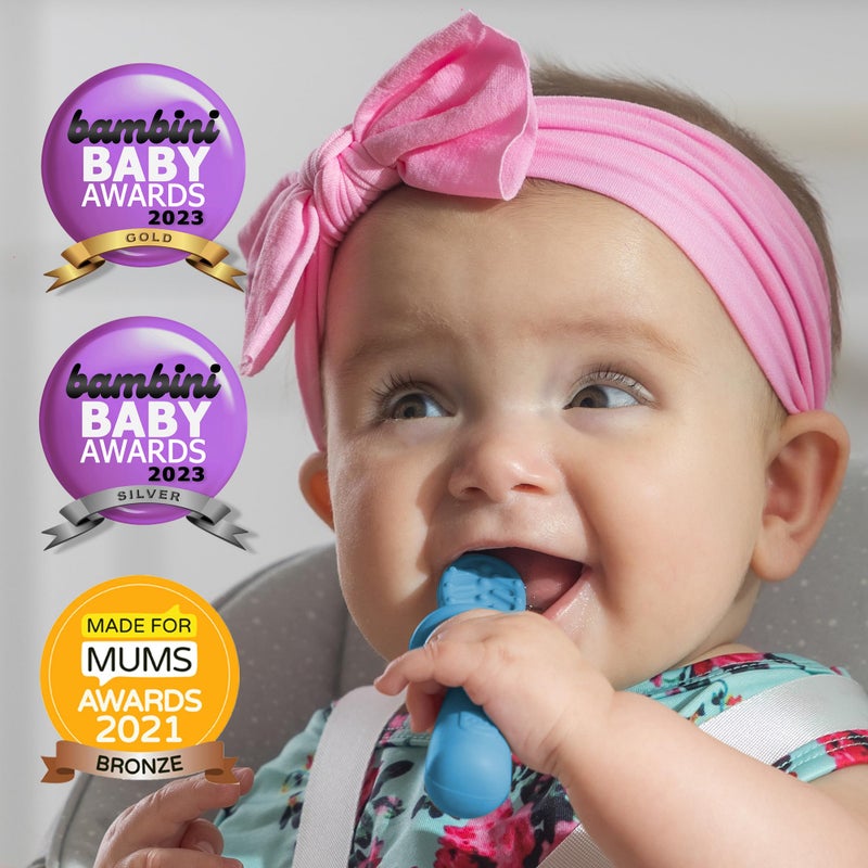 TalkTools ITSY Tiny Silicone Spoons - Twin Pack Soft Silicone Self-Feeding Training Spoons for Kids & Toddlers, Anti-Choking Flange Guard and Non-Slip Handle (Ocean) - Image 4