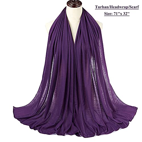 Harewom African Scarfs for Women Head Wraps Stretch Turban Jersey for High Ponytails or Bun Styles Headbands Purple - Image 2