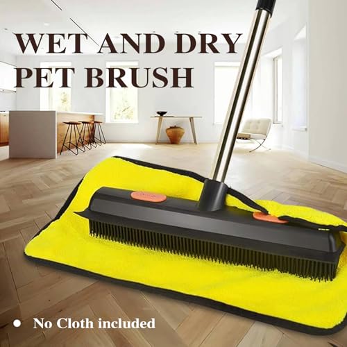 Bryquelin Pet Rubber Broom with 49inch Long Handle, Portable Detailing Lint Remover, Soft Push Broom for Fluff Carpet, Hardwood, Tile, Window (Black) - Image 4