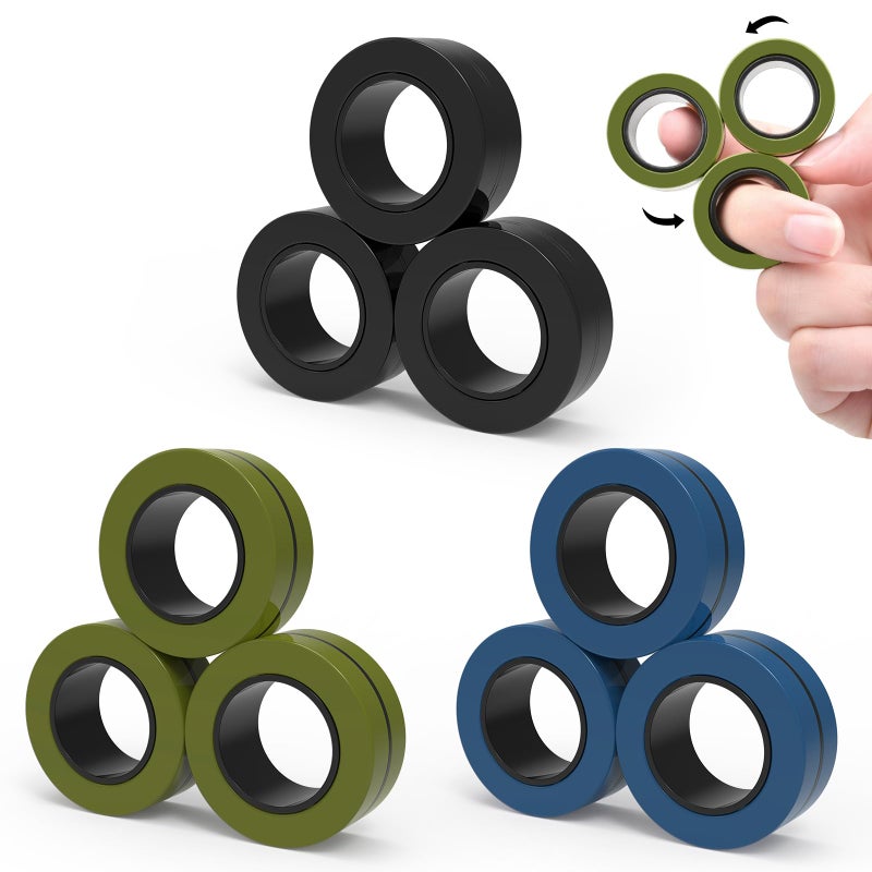 Cevioce Easter Basket Stuffers,9 PCS Magnetic Ring Fidget Toys Set for Adults Teens Boys,ADHD Anxiety Magnetic Fidget Spinner,Birthdays Gifts for Kids Coolest Magnet Stress Relief Toy for 8+ Year Old - Image 1