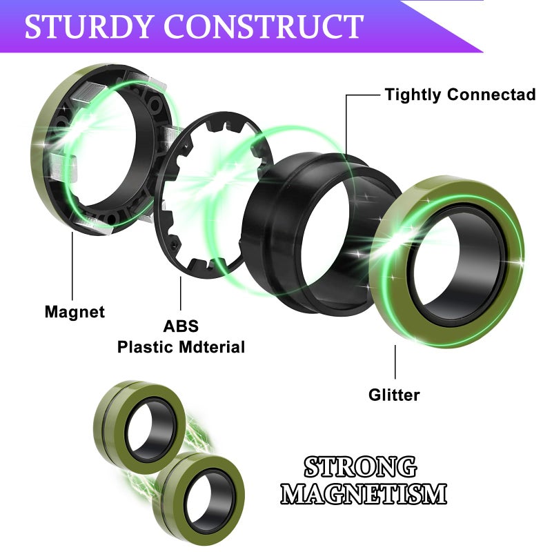 Cevioce Easter Basket Stuffers,9 PCS Magnetic Ring Fidget Toys Set for Adults Teens Boys,ADHD Anxiety Magnetic Fidget Spinner,Birthdays Gifts for Kids Coolest Magnet Stress Relief Toy for 8+ Year Old - Image 2