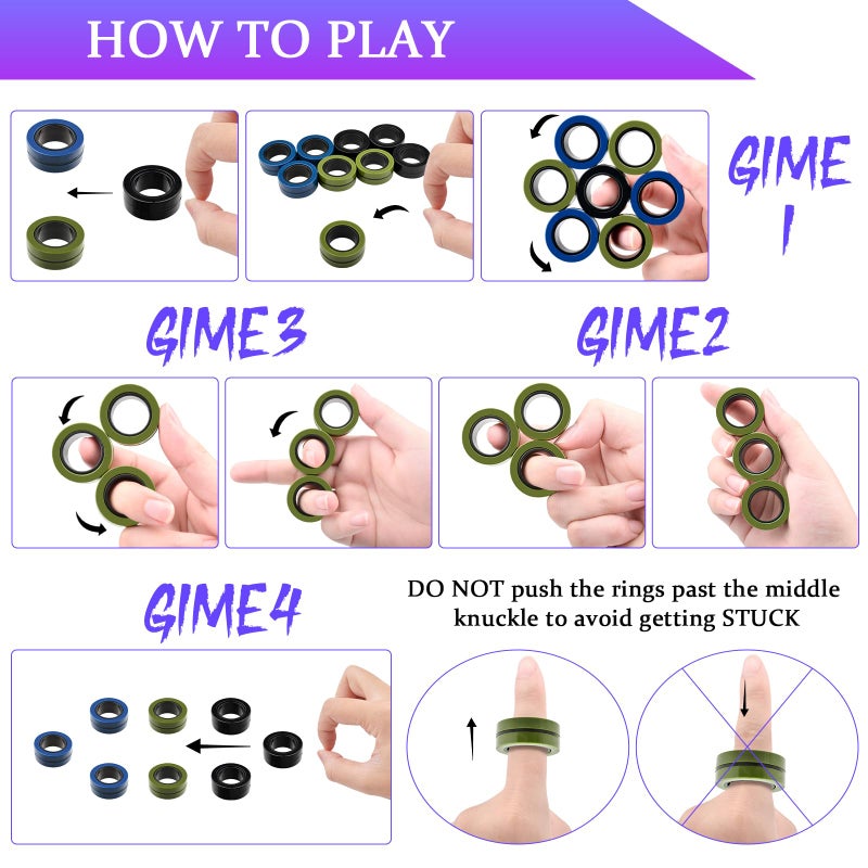 Cevioce Easter Basket Stuffers,9 PCS Magnetic Ring Fidget Toys Set for Adults Teens Boys,ADHD Anxiety Magnetic Fidget Spinner,Birthdays Gifts for Kids Coolest Magnet Stress Relief Toy for 8+ Year Old - Image 5