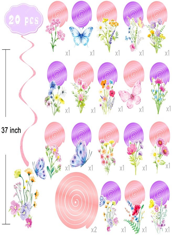 اوموني زينة حفلات الزهور البرية، 20 قطعة، زينة عيد ميلاد بموضوع الزهور البرية، زهور برية، فراشات، زينة سقف الربيع، زينة حفلات الزهور البرية المعلقة لحفلات الزفاف الزهرية، لوازم حفلات استقبال المولود الجديد - Image 2