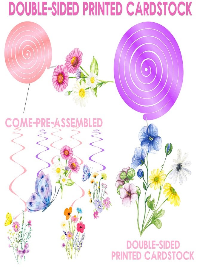 اوموني زينة حفلات الزهور البرية، 20 قطعة، زينة عيد ميلاد بموضوع الزهور البرية، زهور برية، فراشات، زينة سقف الربيع، زينة حفلات الزهور البرية المعلقة لحفلات الزفاف الزهرية، لوازم حفلات استقبال المولود الجديد - Image 3