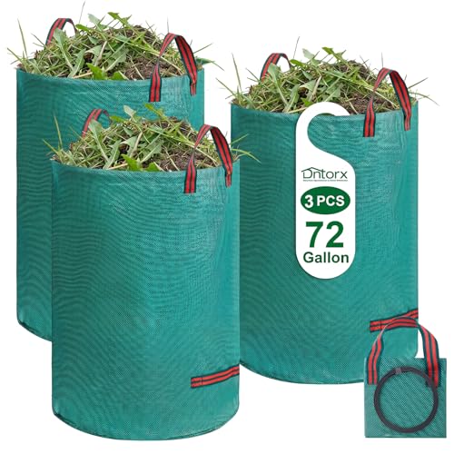 Dntorx 72 Gallons Leaf Bags Lawn Bags 3 Packs Reusable Yard Waste Bags With Reinforced Handles Collapsible Garden bag For LeavesGrassStorm DebrisConstruction Waste StandableFoldable - Image 1