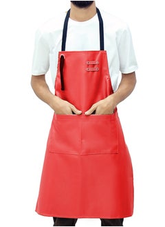 يانيك مريلة الشيف الجلدية المقاومة للماء للجنسين من يانيك مع جيوب | مريلة جلدية - احترافية شديدة التحمل للمنزل، المطبخ، الشواء، المقهى | 2 جيوب، حزام قابل للتعديل  - Image 1