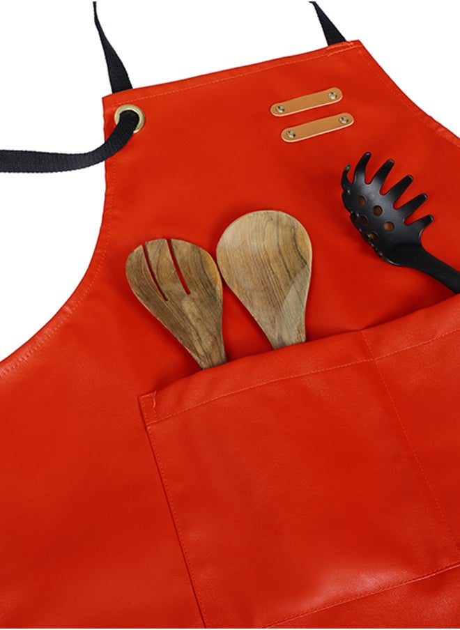 YANEK YANEK Unisex Waterproof Leather Chef Apron with Pockets | Leather Apron–Professional Heavy-duty for Home, Kitchen, BBQ, Coffee Shop | 2 Pockets, Adjustable Strap  - Image 3