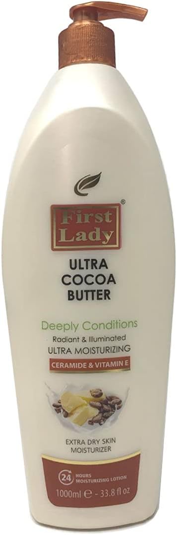 First Lady Ultra Cocoa Butter Ceramide Vitamin E Moisturizing Hand Body Lotion 1000ml Extra Dry Skin